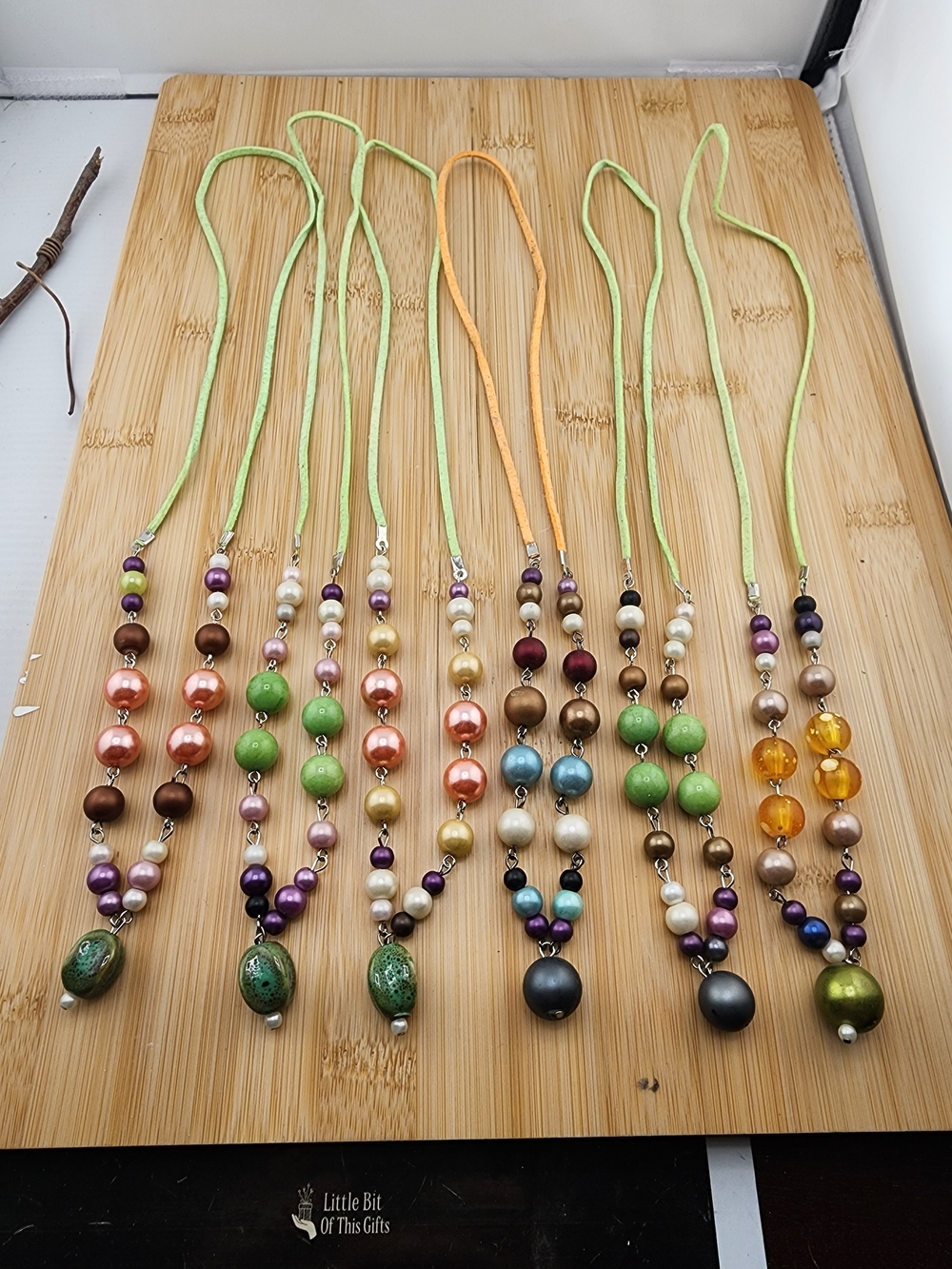 Lot Of 6 Handmade Multicolor Beaded Pendant Necklaces 0618